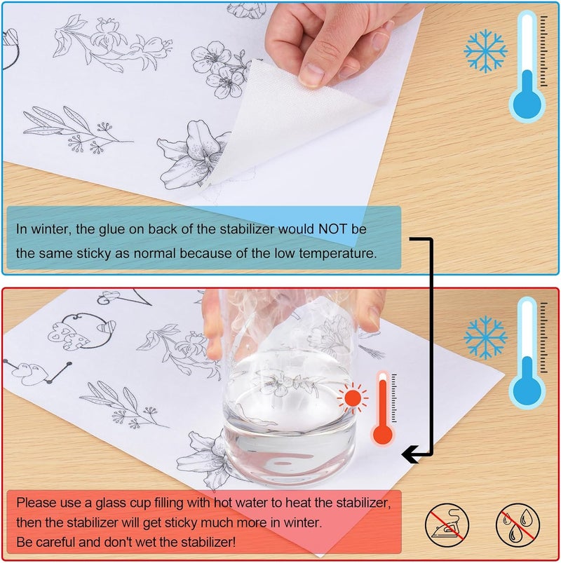 simthread Sticky Wash Away Embroidery Stabilizer Self-Adhesive Printable A4 Size Paper Stabilizer Medium Weight 1.4OZ 8.5" x 11" 7pcs / Pack - Image 2